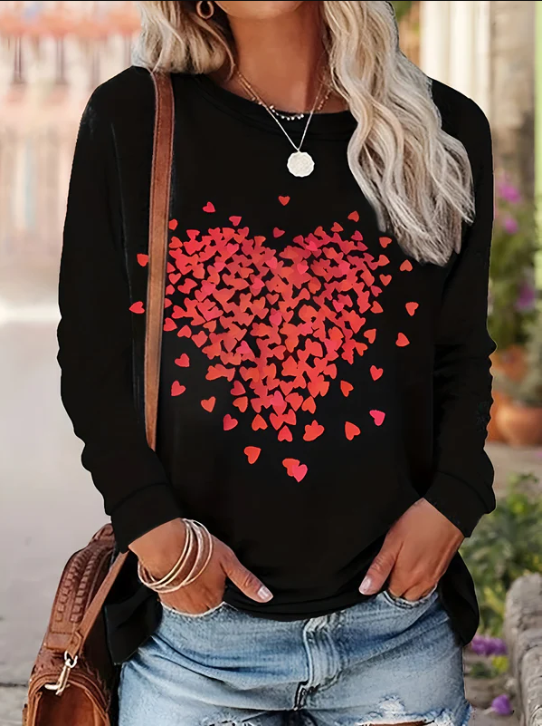 Iva | langarm-top mit herz-print