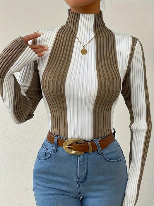 Julee – gestreifter rollkragenpullover