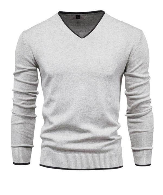 Slim-Fit-Pullover aus Sterlingsilber mit V-Ausschnitt