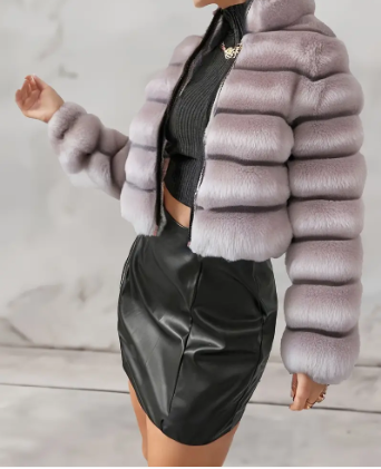 Alejandra kunstpelzjacke mit reißverschluss