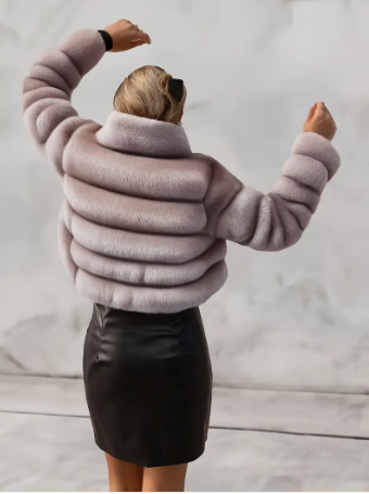 Alejandra kunstpelzjacke mit reißverschluss