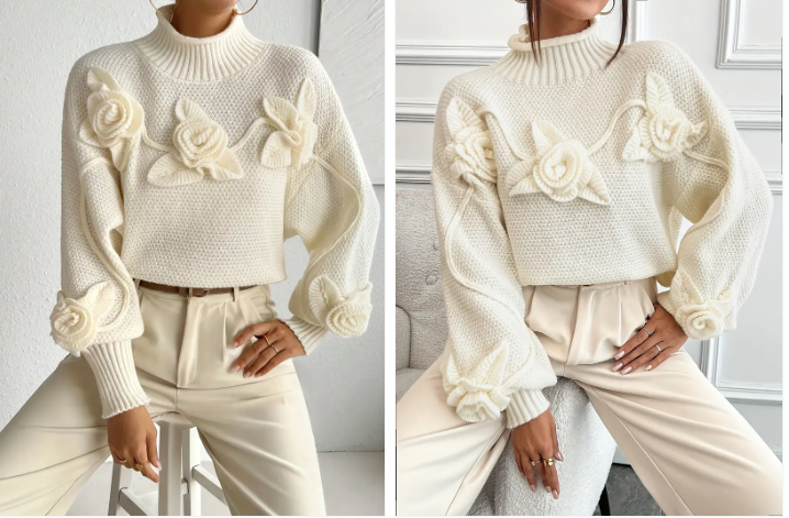 Rollkragenpullover von amihan mit blumendruck