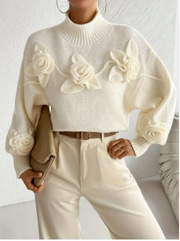 Rollkragenpullover von amihan mit blumendruck