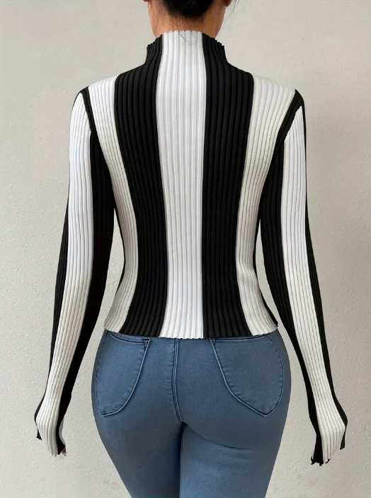 Julee – gestreifter rollkragenpullover