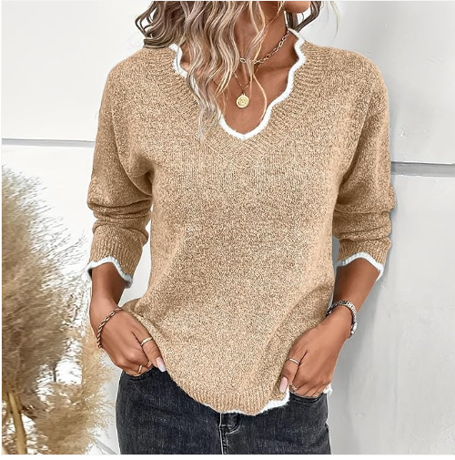 Jeza – stylischer strickpullover mit v-ausschnitt
