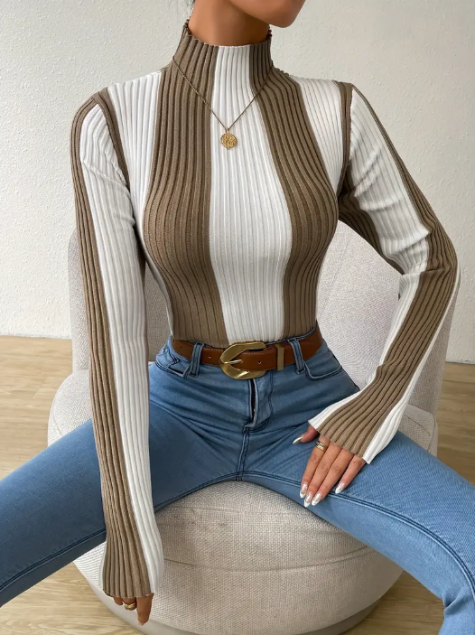 Julee – gestreifter rollkragenpullover