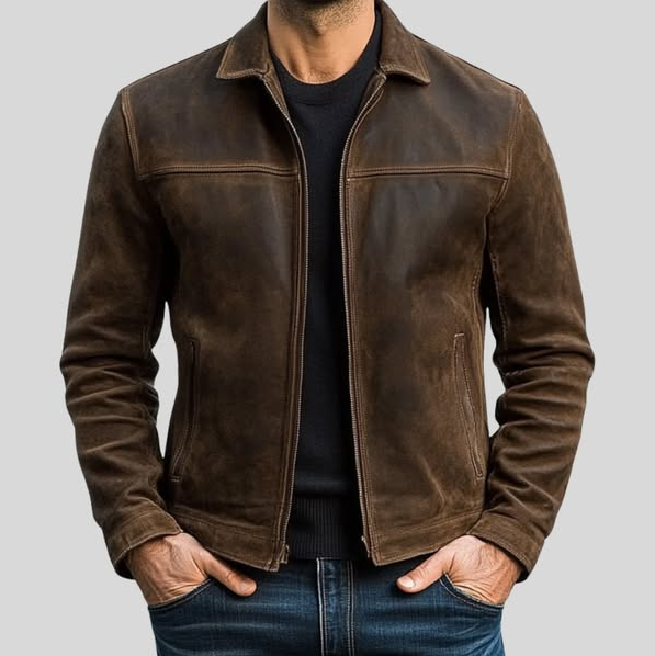 Fynn - lederjacke mit reibverschluss