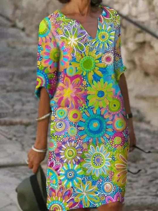 Sonniges - blumenkleid: strahlendes muster, bequeme passform