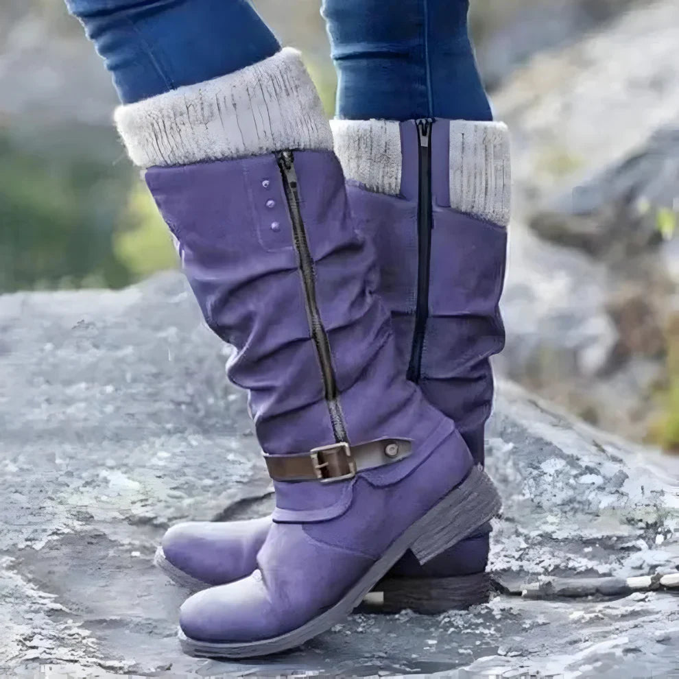 Elegante, kniehohe damenstiefel mit rutschfester oberfläche