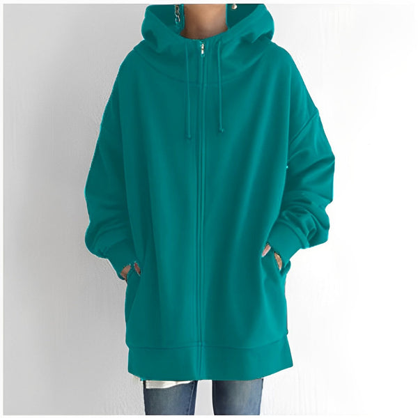 Kerenza – gemütlicher fleecepullover mit kapuze und reibverschluss