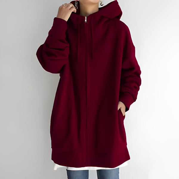 Kerenza – gemütlicher fleecepullover mit kapuze und reibverschluss