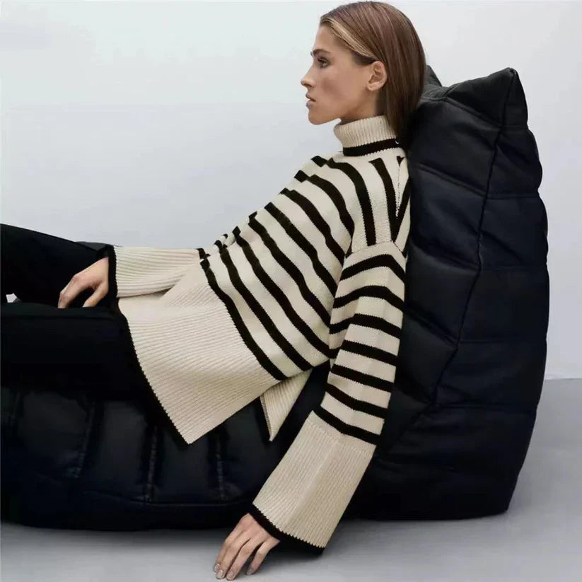 Natalie - gestreifter rollkragenpullover
