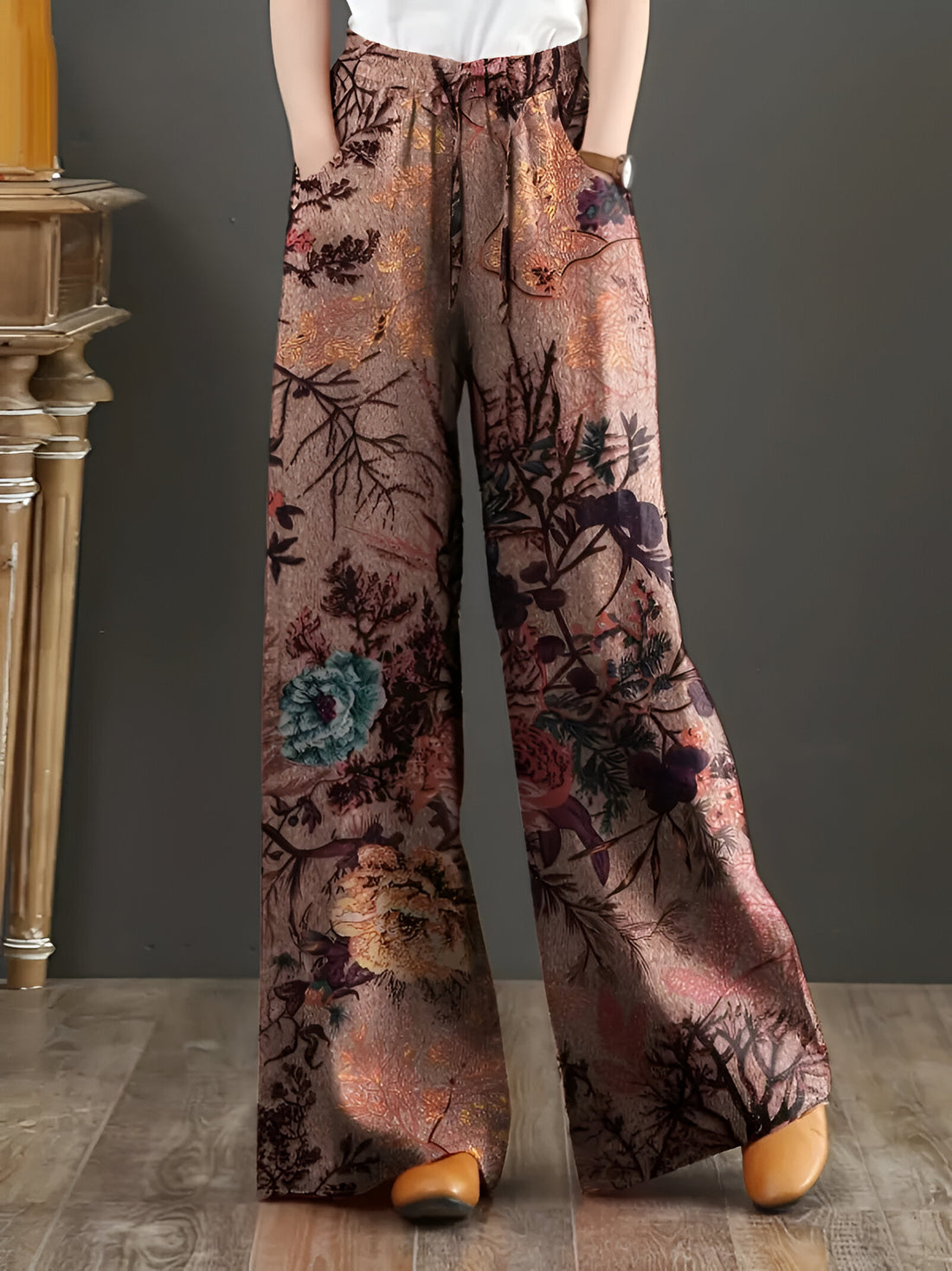 Jessica | lässige hose mit weitem bein und blumenmuster