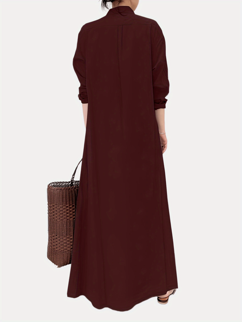 Zoe - olivgrünes hemdblusenkleid maxi