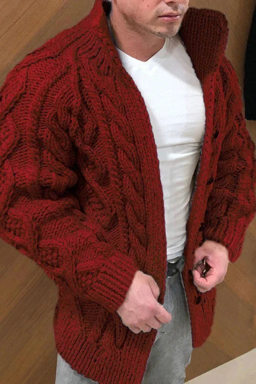 Dawe - herrenstrickjacke mit wildlederkragen