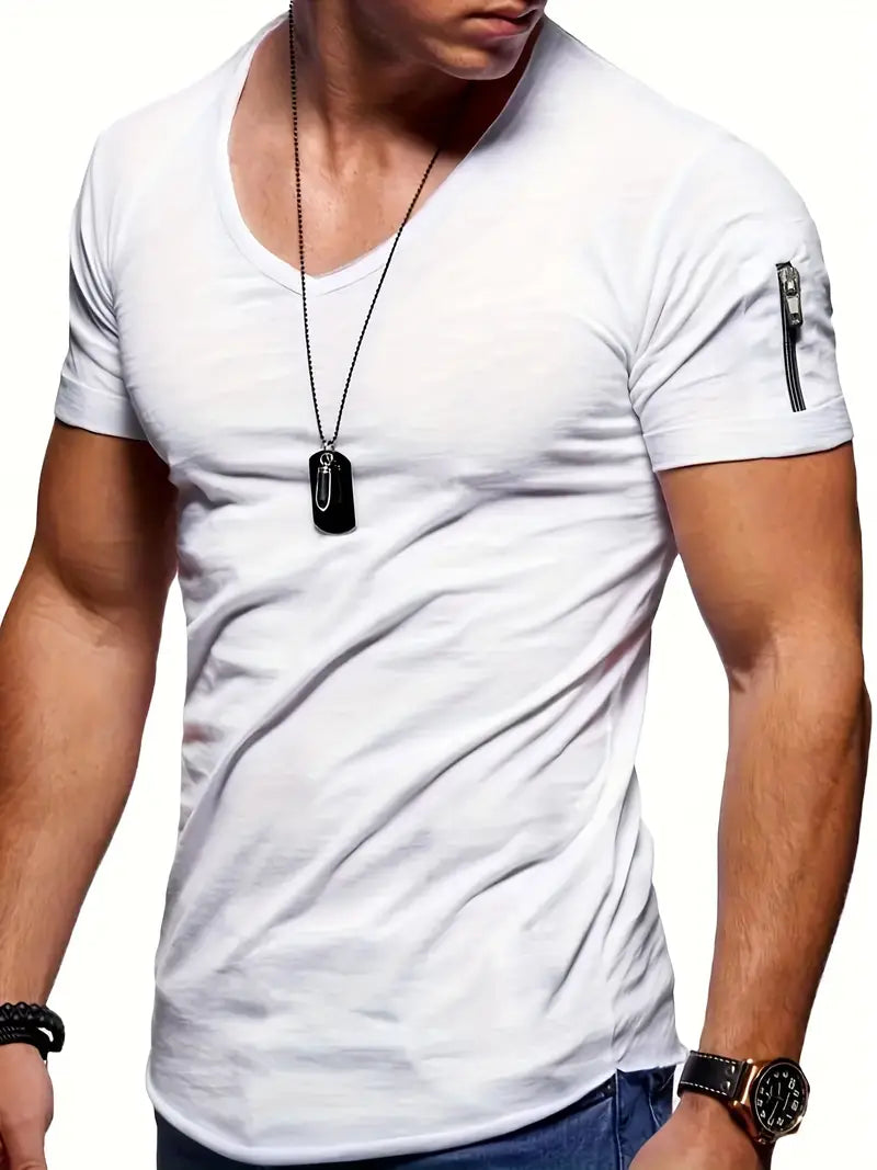 Faustino - locker sitzendes herren-t-shirt mit v-ausschnitt