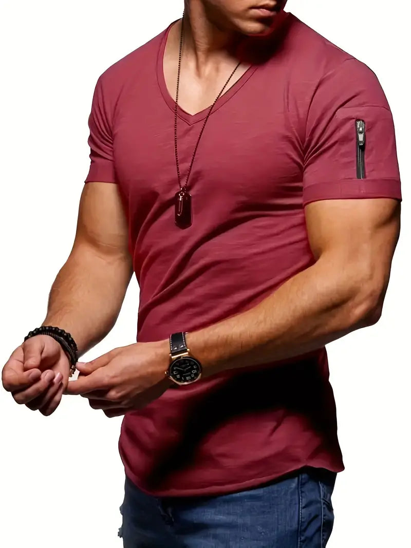 Faustino - locker sitzendes herren-t-shirt mit v-ausschnitt