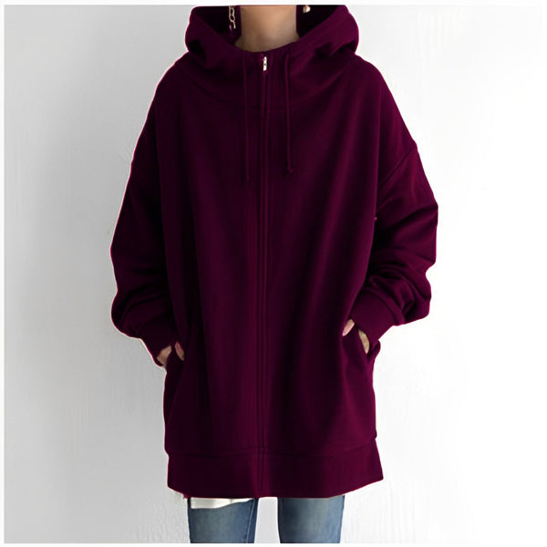 Kerenza – gemütlicher fleecepullover mit kapuze und reibverschluss