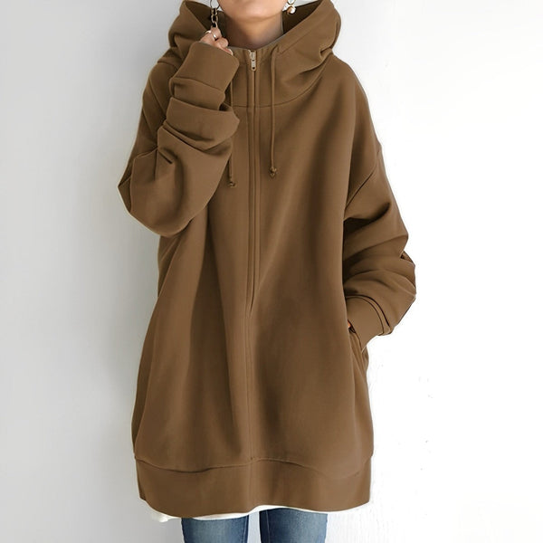 Kerenza – gemütlicher fleecepullover mit kapuze und reibverschluss