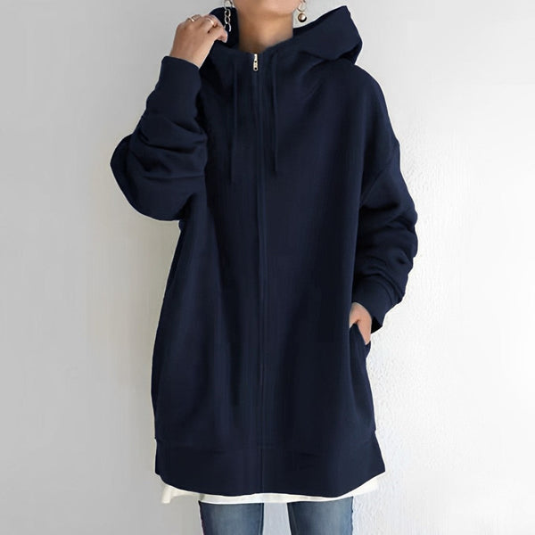 Kerenza – gemütlicher fleecepullover mit kapuze und reibverschluss