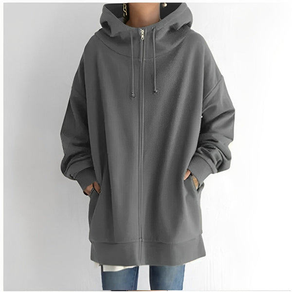 Kerenza – gemütlicher fleecepullover mit kapuze und reibverschluss