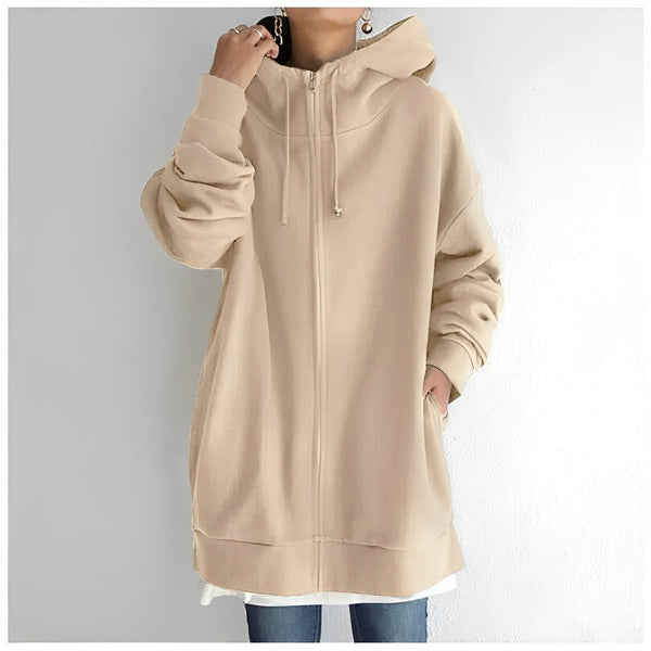 Kerenza – gemütlicher fleecepullover mit kapuze und reibverschluss