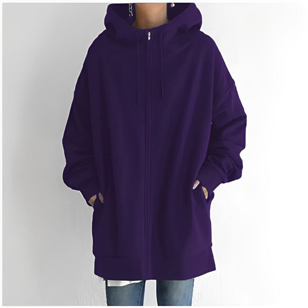 Kerenza – gemütlicher fleecepullover mit kapuze und reibverschluss