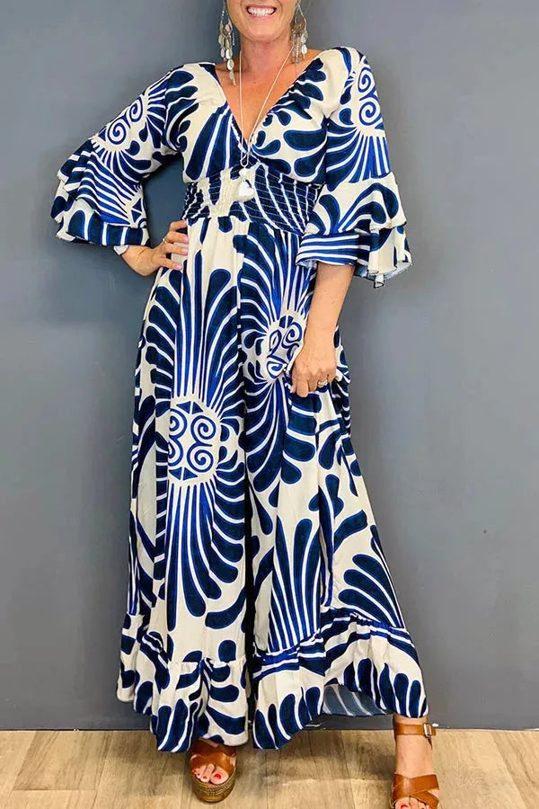 Sara – overall mit volantärmeln und blumen im vintage-stil