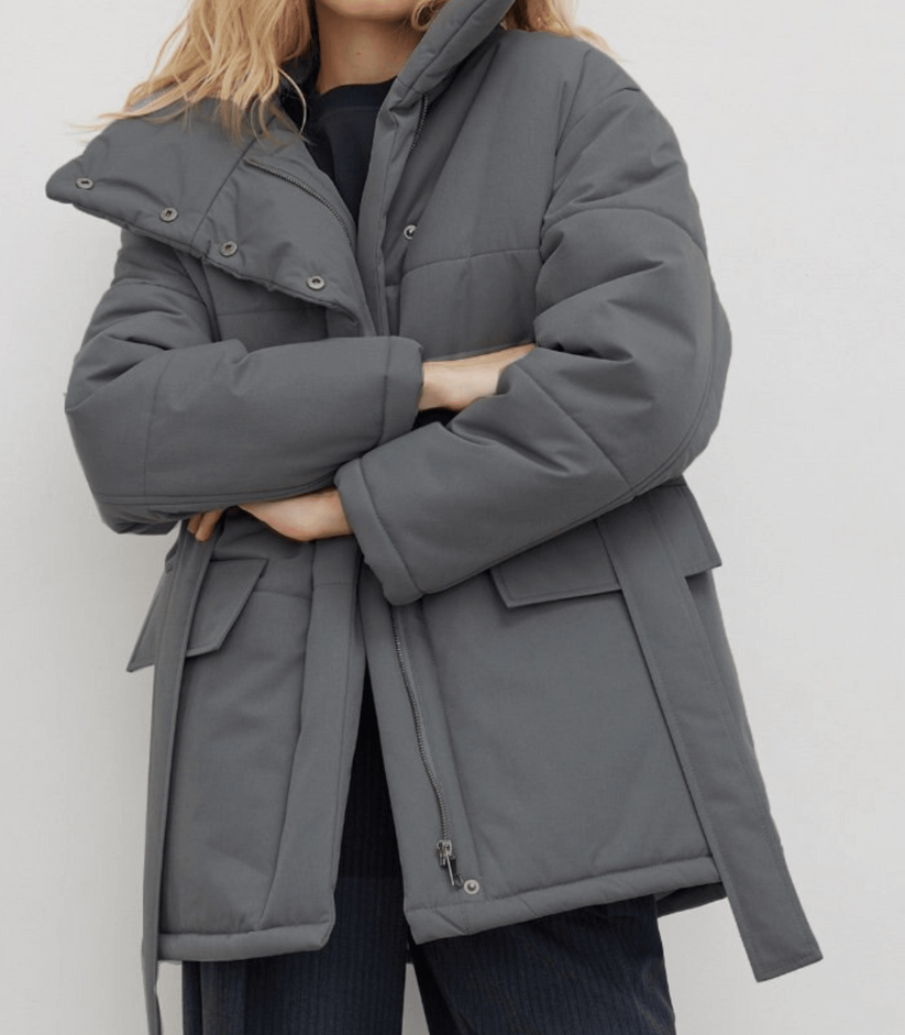 Vintage puffer-bürojacke mit gürtel - zuzanna