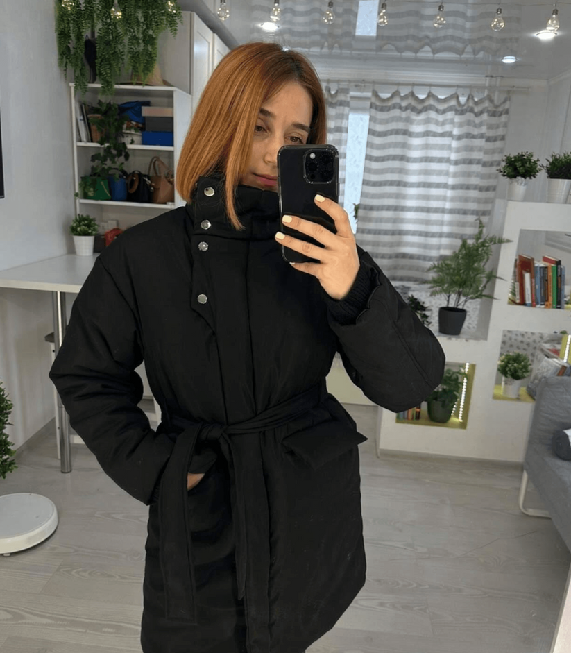 Vintage puffer-bürojacke mit gürtel - zuzanna