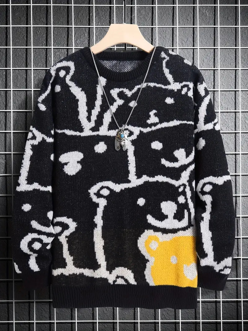 Paul – pullover mit tiermuster für herren