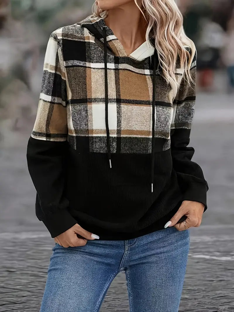 Morgan – karierter jawstring-hoodie für damen