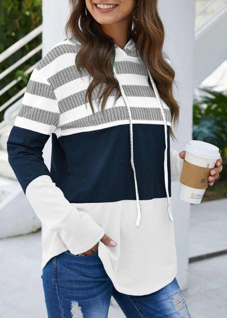 Zoe – langärmliger kapuzenpullover mit streifenfarbe