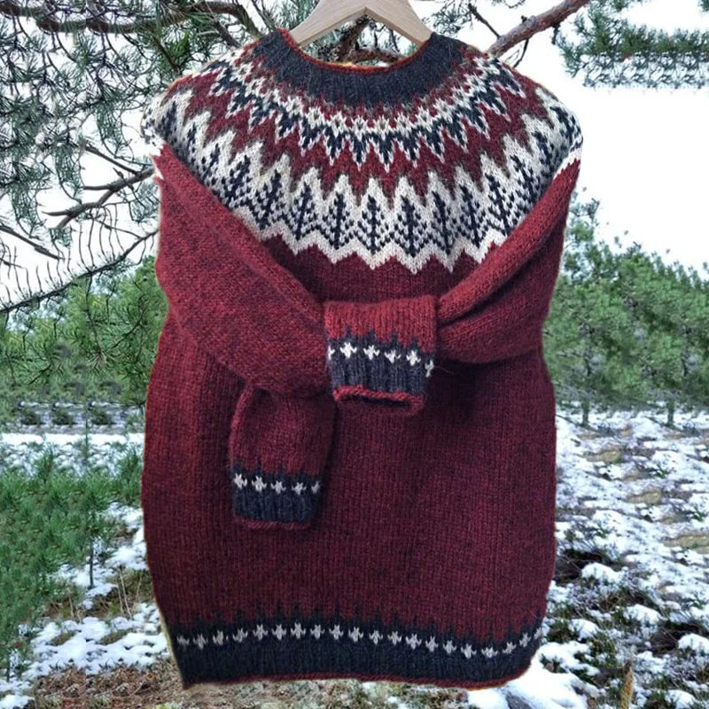 Sophia – vintage isländischer warmer rundhalsausschnitt