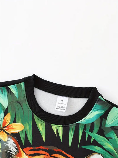 William – pullover mit tigermuster und rundhalsausschnitt für herren