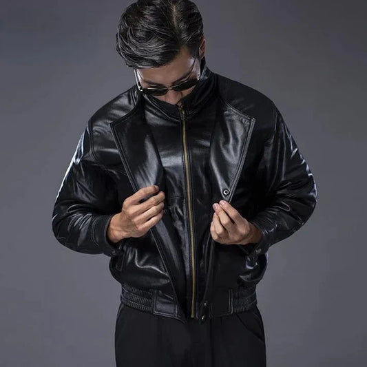 Erwin – klassische schwarze bikerjacke für herren