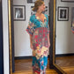 Isabella – blaues retro-maxikleid mit kurzen armeln