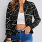 Nahomy – langarmjacke mit geo-print und reißverschluss