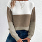 Natalie – farbblock-langarmpullover mit rundhalsausschnitt