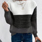Natalie – farbblock-langarmpullover mit rundhalsausschnitt