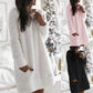 Gail – warmes kleid mit unifarbe und rundhalsausschnitt
