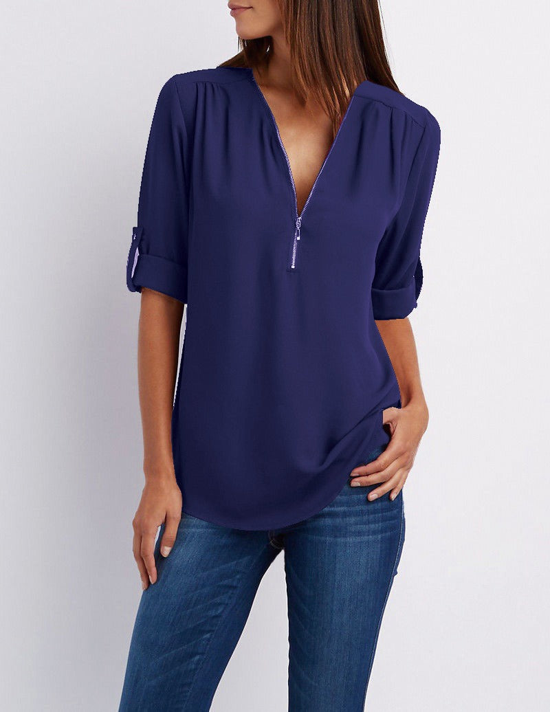 Adeline – chiffonbluse mit reibverschluss