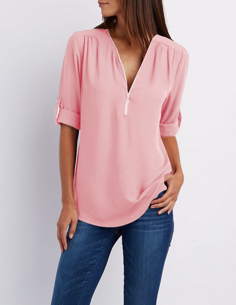 Adeline – chiffonbluse mit reibverschluss
