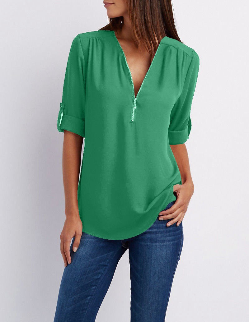 Adeline – chiffonbluse mit reibverschluss