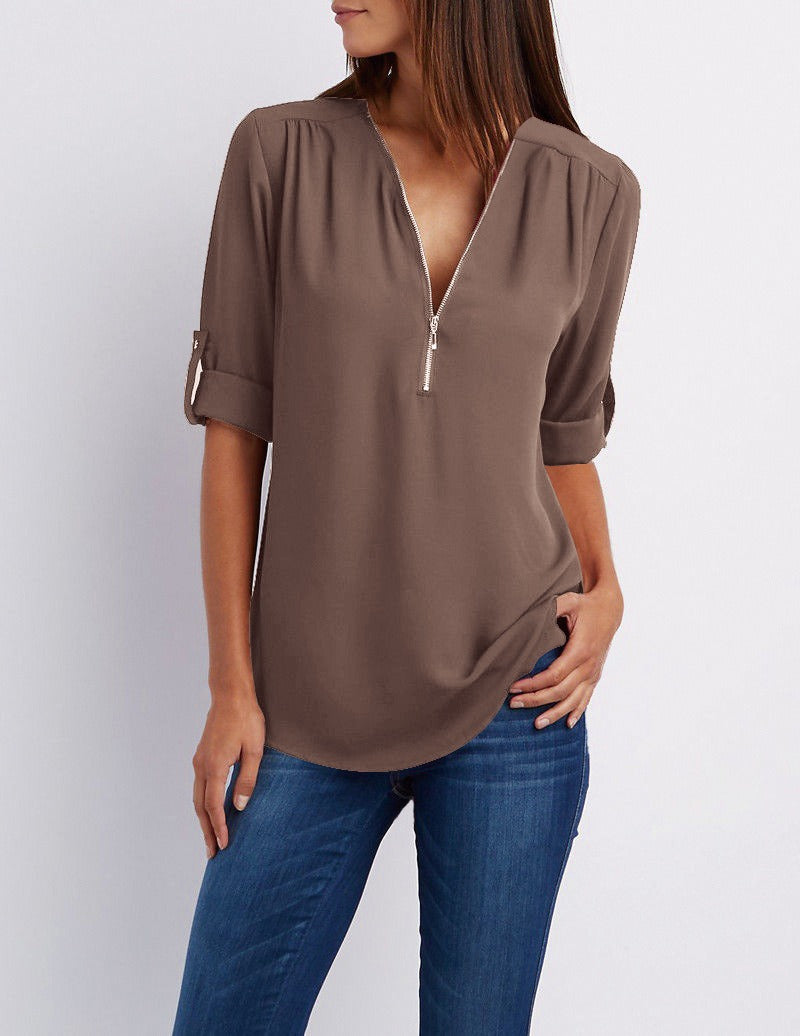 Adeline – chiffonbluse mit reibverschluss