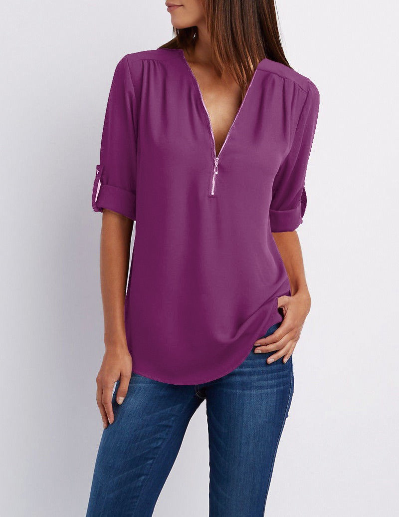 Adeline – chiffonbluse mit reibverschluss