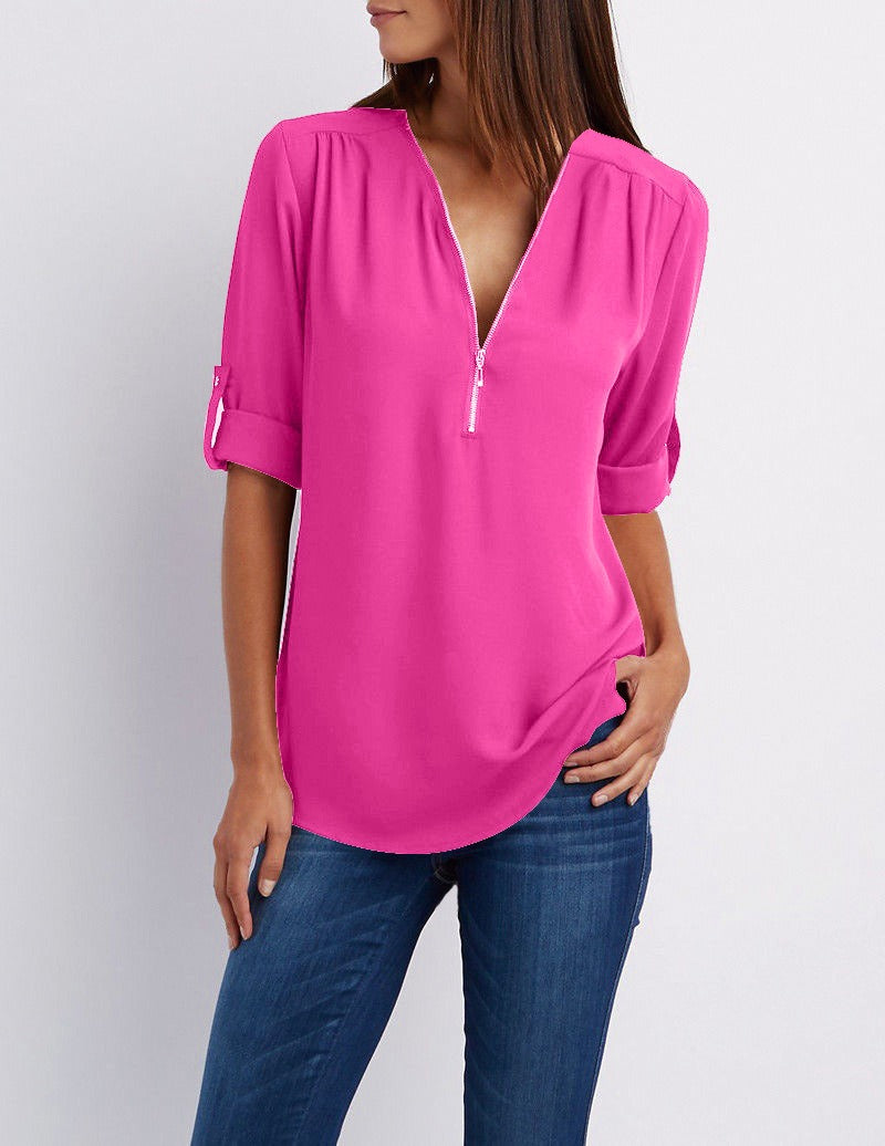 Adeline – chiffonbluse mit reibverschluss