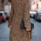 Trendiges leopardenmuster-kleid mit rüschensaum & langarm