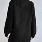 Nicole – schwarzer, grob gerippter rollkragen-langarmpullover für den frühling