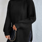 Nicole – schwarzer, grob gerippter rollkragen-langarmpullover für den frühling